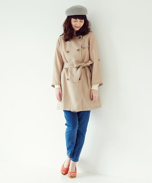 Another Edition（アナザーエディション）の「AE[S]ﾘﾖｾﾙ OX NO/COL TRNC　Я（トレンチコート・レディース・ベージュ/ネイビー・SMALL/MEDIUM）」の8枚目の写真