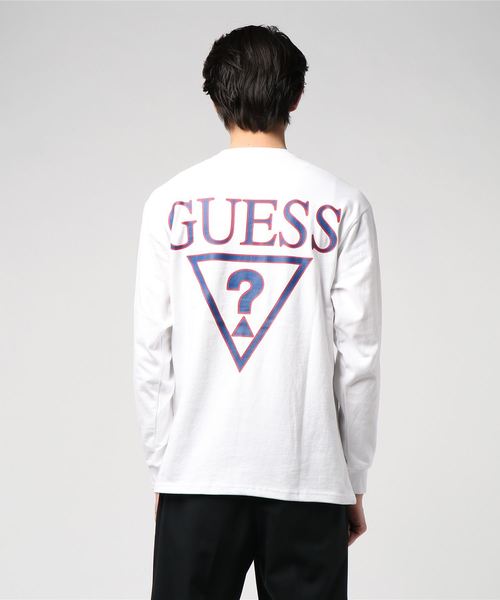 ROOPTOKYO（ループトウキョウ）の「別注：Guess Green Label/ゲスグリーンレーベル Triangle Q Mark Back Print LS Tee（Tシャツ/カットソー・メンズ・ホワイト/ブラック・M/S/L/XL）」の5枚目の写真