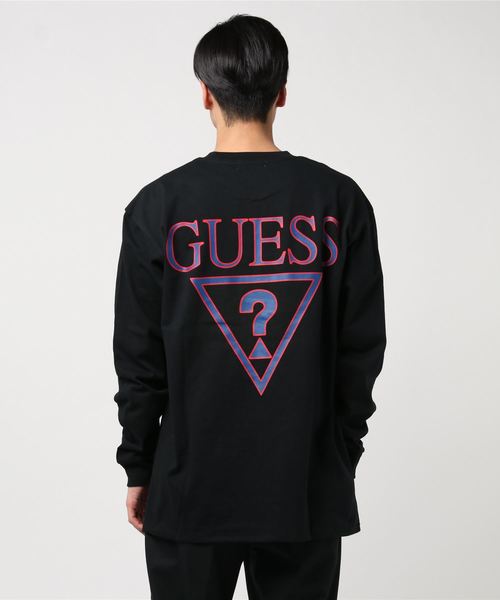ROOPTOKYO（ループトウキョウ）の「別注：Guess Green Label/ゲスグリーンレーベル Triangle Q Mark Back Print LS Tee（Tシャツ/カットソー・メンズ・ホワイト/ブラック・M/S/L/XL）」の3枚目の写真