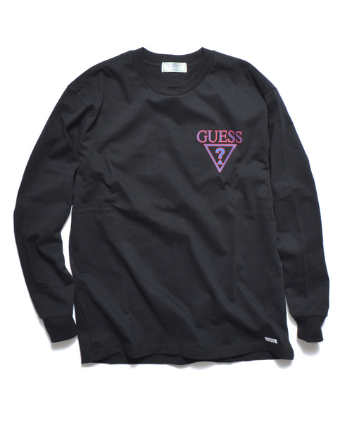 ROOPTOKYO（ループトウキョウ）の「別注：Guess Green Label/ゲスグリーンレーベル Triangle Q Mark Back Print LS Tee（Tシャツ/カットソー・メンズ・ホワイト/ブラック・M/S/L/XL）」の2枚目の写真