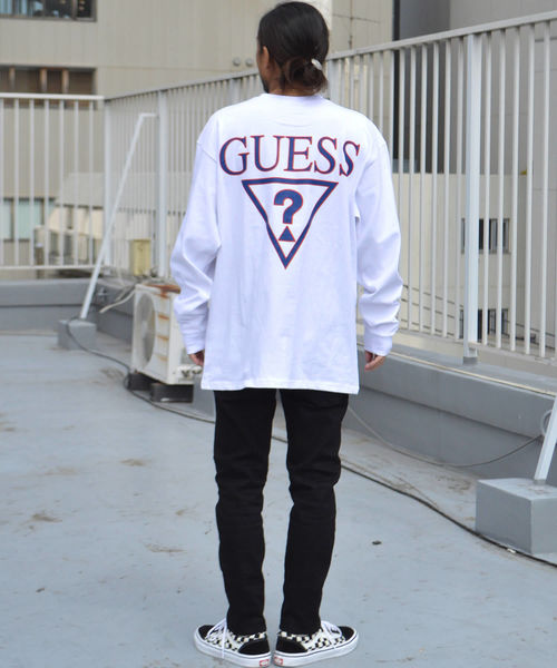 ROOPTOKYO（ループトウキョウ）の「別注：Guess Green Label/ゲスグリーンレーベル Triangle Q Mark Back Print LS Tee（Tシャツ/カットソー・メンズ・ホワイト/ブラック・M/S/L/XL）」の19枚目の写真
