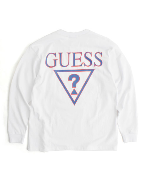ROOPTOKYO（ループトウキョウ）の「別注：Guess Green Label/ゲスグリーンレーベル Triangle Q Mark Back Print LS Tee（Tシャツ/カットソー・メンズ・ホワイト/ブラック・M/S/L/XL）」の9枚目の写真