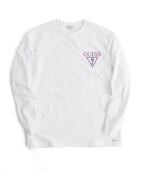 ROOPTOKYO（ループトウキョウ）の「別注：Guess Green Label/ゲスグリーンレーベル Triangle Q Mark Back Print LS Tee（Tシャツ/カットソー・メンズ・ホワイト/ブラック・M/S/L/XL）」の7枚目の写真