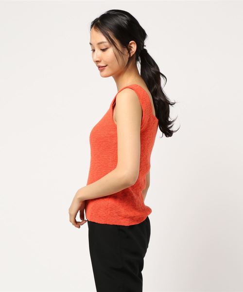 N.（N. Natural Beauty Basic）（エヌエヌナチュラルビューティーベーシック）の「ノースリーブサマーニット（タンクトップ・レディース・ホワイト/カーキ/オレンジ・MEDIUM）」の4枚目の写真