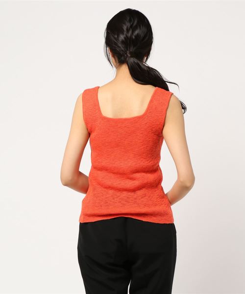 N.（N. Natural Beauty Basic）（エヌエヌナチュラルビューティーベーシック）の「ノースリーブサマーニット（タンクトップ・レディース・ホワイト/カーキ/オレンジ・MEDIUM）」の5枚目の写真