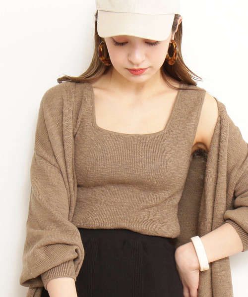 N.（N. Natural Beauty Basic）（エヌエヌナチュラルビューティーベーシック）の「ノースリーブサマーニット（タンクトップ・レディース・ホワイト/カーキ/オレンジ・MEDIUM）」の2枚目の写真