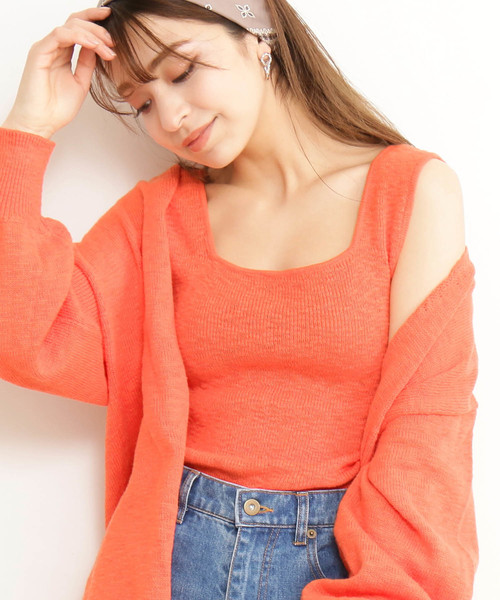 N.（N. Natural Beauty Basic）（エヌエヌナチュラルビューティーベーシック）の「ノースリーブサマーニット（タンクトップ・レディース・ホワイト/カーキ/オレンジ・MEDIUM）」の3枚目の写真