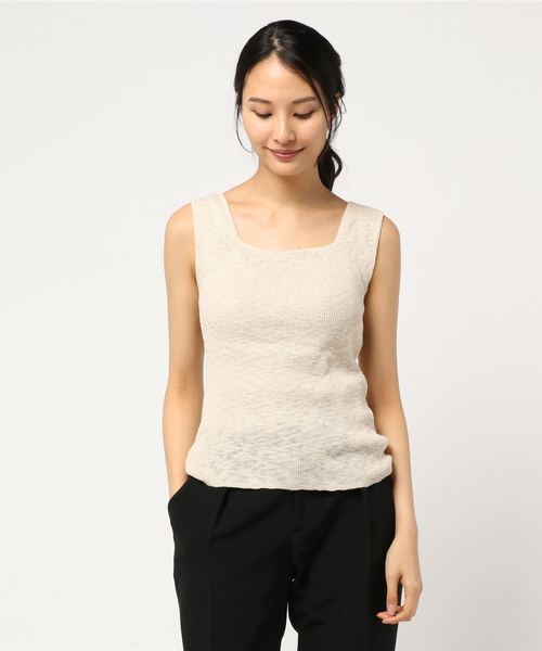 N.（N. Natural Beauty Basic）（エヌエヌナチュラルビューティーベーシック）の「ノースリーブサマーニット（タンクトップ・レディース・ホワイト/カーキ/オレンジ・MEDIUM）」の6枚目の写真