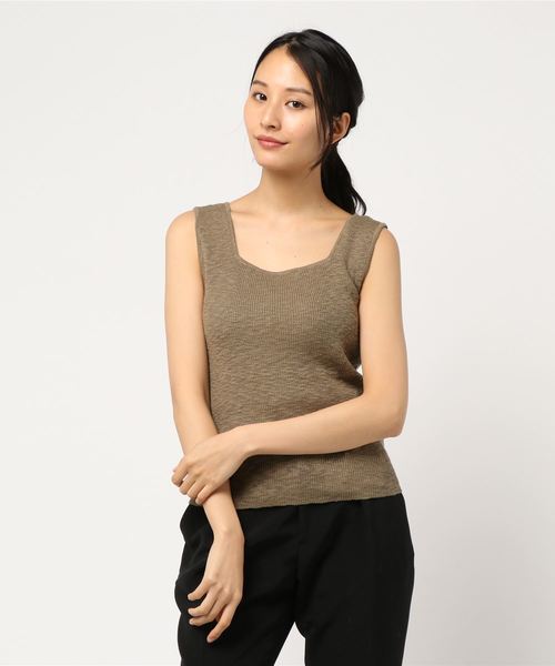 N.（N. Natural Beauty Basic）（エヌエヌナチュラルビューティーベーシック）の「ノースリーブサマーニット（タンクトップ・レディース・ホワイト/カーキ/オレンジ・MEDIUM）」の9枚目の写真