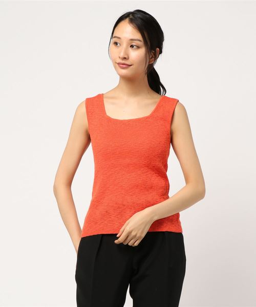 N.（N. Natural Beauty Basic）（エヌエヌナチュラルビューティーベーシック）の「ノースリーブサマーニット（タンクトップ・レディース・ホワイト/カーキ/オレンジ・MEDIUM）」の12枚目の写真