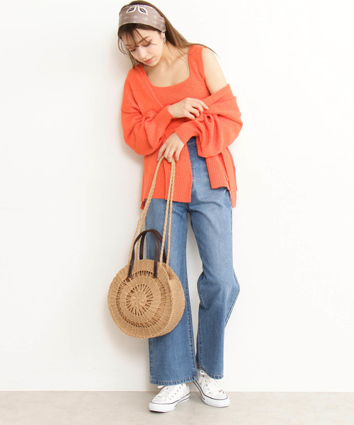 N.（N. Natural Beauty Basic）（エヌエヌナチュラルビューティーベーシック）の「ノースリーブサマーニット（タンクトップ・レディース・ホワイト/カーキ/オレンジ・MEDIUM）」の14枚目の写真