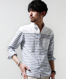 NANO universe | ボーダーオックスシャツ(シャツ/ブラウス)