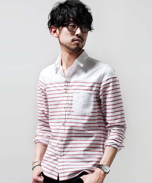 NANO universe（ナノユニバース）の「ボーダーオックスシャツ（シャツ/ブラウス・メンズ・グリーン/ブルー/ネイビー/イエロー/レッド・LARGE/MEDIUM/X-LARGE/SMALL）」の5枚目の写真