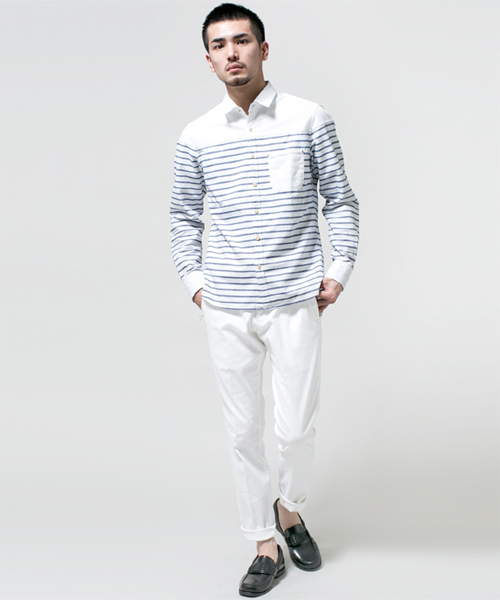 NANO universe（ナノユニバース）の「ボーダーオックスシャツ（シャツ/ブラウス・メンズ・グリーン/ブルー/ネイビー/イエロー/レッド・LARGE/MEDIUM/X-LARGE/SMALL）」の11枚目の写真