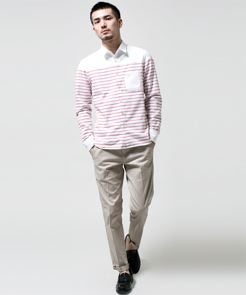 NANO universe（ナノユニバース）の「ボーダーオックスシャツ（シャツ/ブラウス・メンズ・グリーン/ブルー/ネイビー/イエロー/レッド・LARGE/MEDIUM/X-LARGE/SMALL）」の12枚目の写真