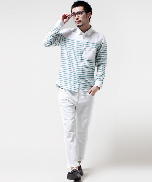 NANO universe（ナノユニバース）の「ボーダーオックスシャツ（シャツ/ブラウス・メンズ・グリーン/ブルー/ネイビー/イエロー/レッド・LARGE/MEDIUM/X-LARGE/SMALL）」の18枚目の写真