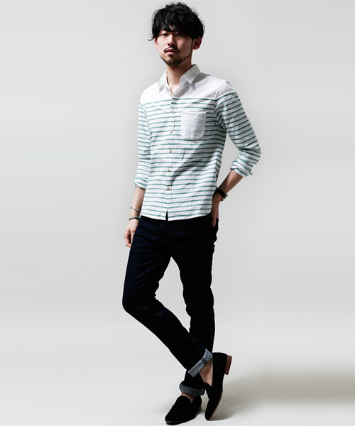 NANO universe（ナノユニバース）の「ボーダーオックスシャツ（シャツ/ブラウス・メンズ・グリーン/ブルー/ネイビー/イエロー/レッド・LARGE/MEDIUM/X-LARGE/SMALL）」の21枚目の写真