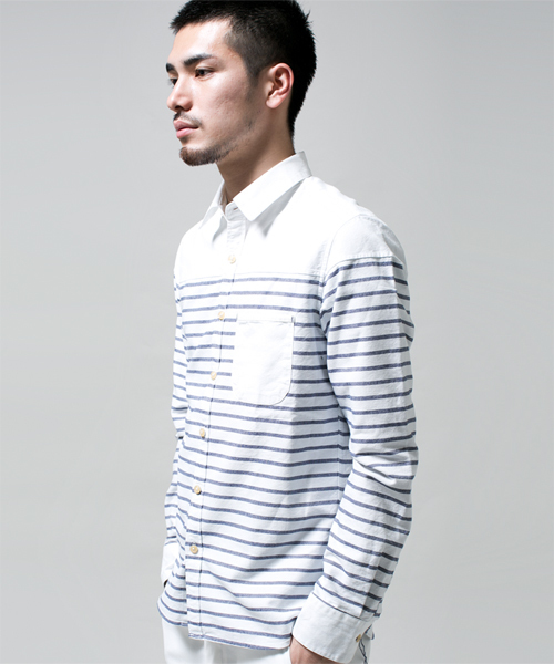 NANO universe（ナノユニバース）の「ボーダーオックスシャツ（シャツ/ブラウス・メンズ・グリーン/ブルー/ネイビー/イエロー/レッド・LARGE/MEDIUM/X-LARGE/SMALL）」の15枚目の写真