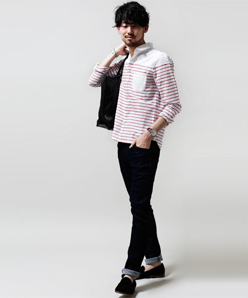 NANO universe（ナノユニバース）の「ボーダーオックスシャツ（シャツ/ブラウス・メンズ・グリーン/ブルー/ネイビー/イエロー/レッド・LARGE/MEDIUM/X-LARGE/SMALL）」の20枚目の写真