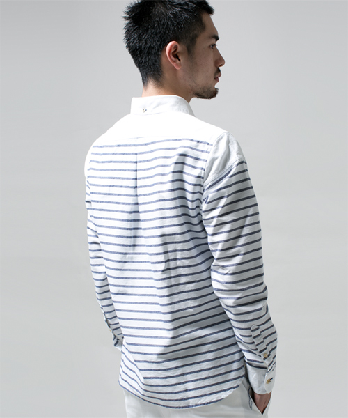 NANO universe（ナノユニバース）の「ボーダーオックスシャツ（シャツ/ブラウス・メンズ・グリーン/ブルー/ネイビー/イエロー/レッド・LARGE/MEDIUM/X-LARGE/SMALL）」の13枚目の写真