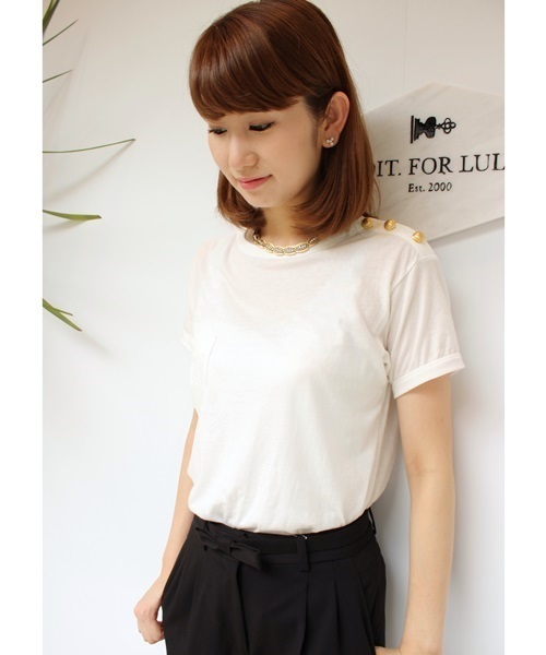 EDIT. FOR LULU（エディットフォールル）の「◆ミリタリーTEE（Tシャツ/カットソー・レディース・グレー/ホワイト/カーキ・FREE）」の2枚目の写真