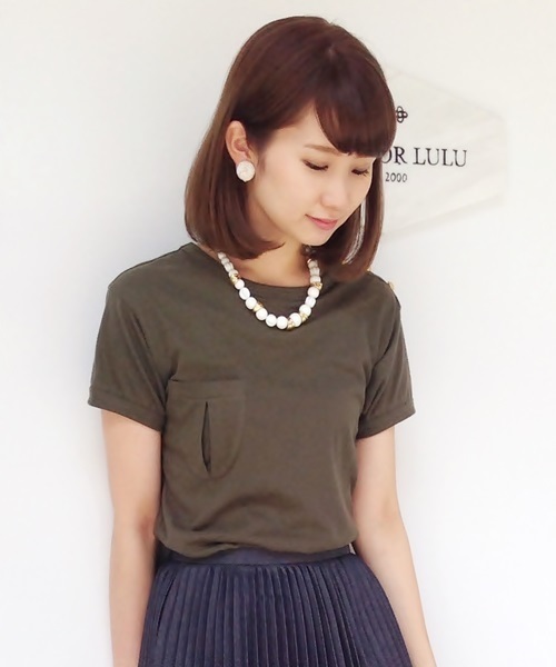 EDIT. FOR LULU（エディットフォールル）の「◆ミリタリーTEE（Tシャツ/カットソー・レディース・グレー/ホワイト/カーキ・FREE）」の3枚目の写真