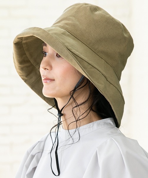 QUEENHEAD（クイーンヘッド）の「紐付きブリムハット（ハット・レディース・ブラック/ブラウン/ライトベージュ/カーキ・X-LARGE/XX-LARGE/FREE）」の4枚目の写真