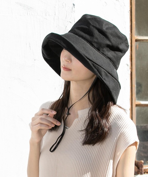 QUEENHEAD（クイーンヘッド）の「紐付きブリムハット（ハット・レディース・ブラック/ブラウン/ライトベージュ/カーキ・X-LARGE/XX-LARGE/FREE）」の12枚目の写真