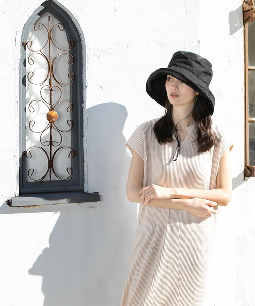 QUEENHEAD（クイーンヘッド）の「紐付きブリムハット（ハット・レディース・ブラック/ブラウン/ライトベージュ/カーキ・X-LARGE/XX-LARGE/FREE）」の19枚目の写真