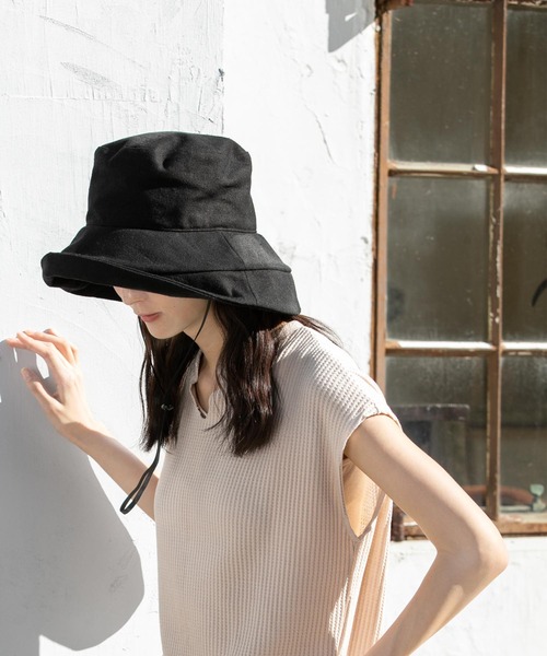 QUEENHEAD（クイーンヘッド）の「紐付きブリムハット（ハット・レディース・ブラック/ブラウン/ライトベージュ/カーキ・X-LARGE/XX-LARGE/FREE）」の11枚目の写真