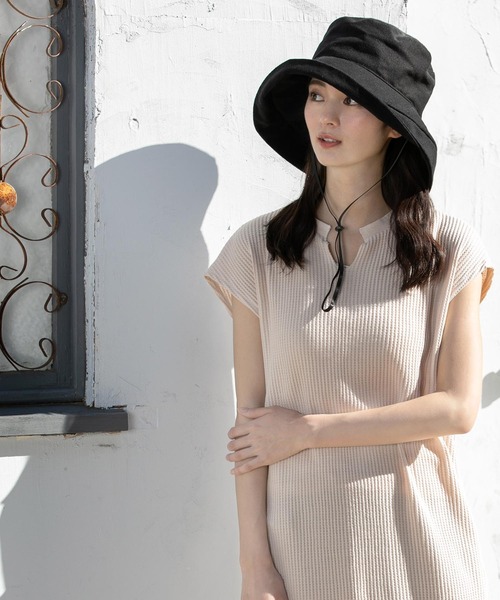 QUEENHEAD（クイーンヘッド）の「紐付きブリムハット（ハット・レディース・ブラック/ブラウン/ライトベージュ/カーキ・X-LARGE/XX-LARGE/FREE）」の9枚目の写真