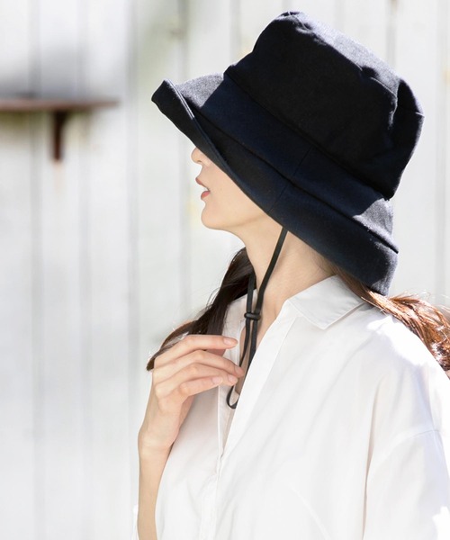 QUEENHEAD（クイーンヘッド）の「紐付きブリムハット（ハット・レディース・ブラック/ブラウン/ライトベージュ/カーキ・X-LARGE/XX-LARGE/FREE）」の13枚目の写真