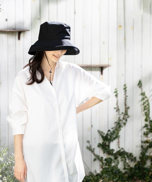 QUEENHEAD（クイーンヘッド）の「紐付きブリムハット（ハット・レディース・ブラック/ブラウン/ライトベージュ/カーキ・X-LARGE/XX-LARGE/FREE）」の8枚目の写真