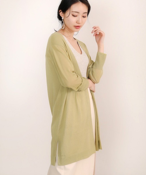 Bou Jeloud(ブージュルード)の「さらさらミドルスリットカーディガン(カーディガン/ボレロ・レディース・オフホワイト/ライトグレー/ライトグリーン/ブルーグリーン/ブラック・FREE)」の5枚目の写真