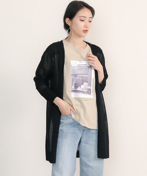 Bou Jeloud(ブージュルード)の「さらさらミドルスリットカーディガン(カーディガン/ボレロ・レディース・オフホワイト/ライトグレー/ライトグリーン/ブルーグリーン/ブラック・FREE)」の3枚目の写真