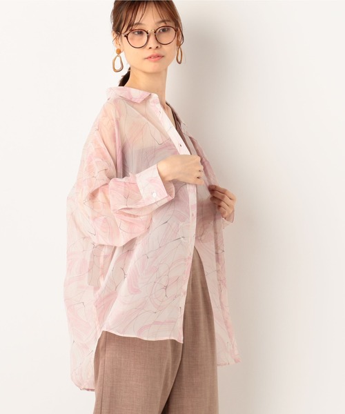 archives（アルシーヴ）の「幾何柄チュニック襟付きBIGシャツ（シャツ/ブラウス・レディース・ミント/ベージュ/ピンク・MEDIUM）」の17枚目の写真