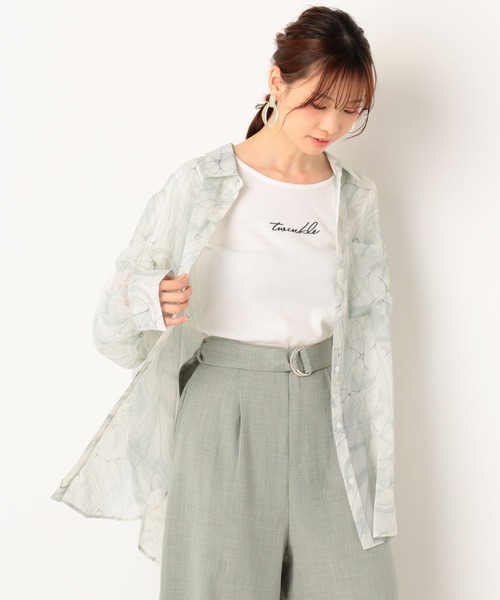 archives（アルシーヴ）の「幾何柄チュニック襟付きBIGシャツ（シャツ/ブラウス・レディース・ミント/ベージュ/ピンク・MEDIUM）」の15枚目の写真