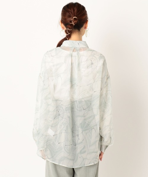 archives（アルシーヴ）の「幾何柄チュニック襟付きBIGシャツ（シャツ/ブラウス・レディース・ミント/ベージュ/ピンク・MEDIUM）」の13枚目の写真