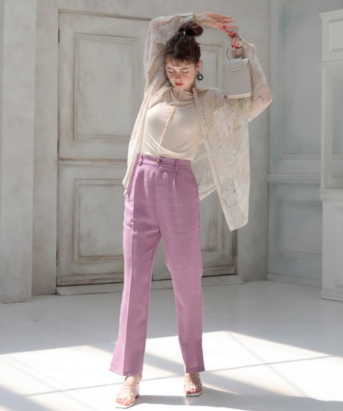 archives（アルシーヴ）の「幾何柄チュニック襟付きBIGシャツ（シャツ/ブラウス・レディース・ミント/ベージュ/ピンク・MEDIUM）」の21枚目の写真