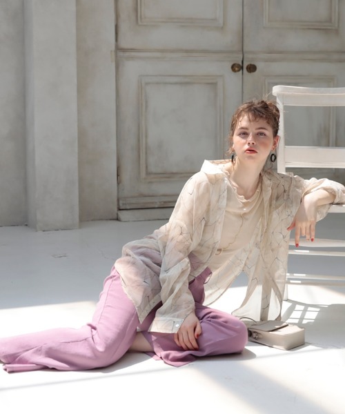 archives（アルシーヴ）の「幾何柄チュニック襟付きBIGシャツ（シャツ/ブラウス・レディース・ミント/ベージュ/ピンク・MEDIUM）」の20枚目の写真