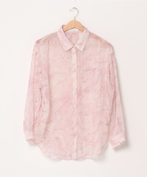 archives（アルシーヴ）の「幾何柄チュニック襟付きBIGシャツ（シャツ/ブラウス・レディース・ミント/ベージュ/ピンク・MEDIUM）」の5枚目の写真