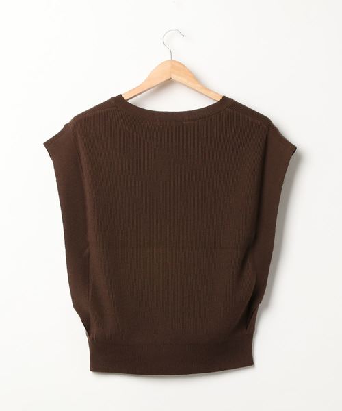 DouDou（ドゥドゥ）の「畦ニットベスト（ニット/セーター・レディース・ダークブラウン/ベージュ・FREE）」の3枚目の写真