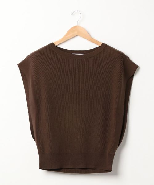 DouDou（ドゥドゥ）の「畦ニットベスト（ニット/セーター・レディース・ダークブラウン/ベージュ・FREE）」の5枚目の写真