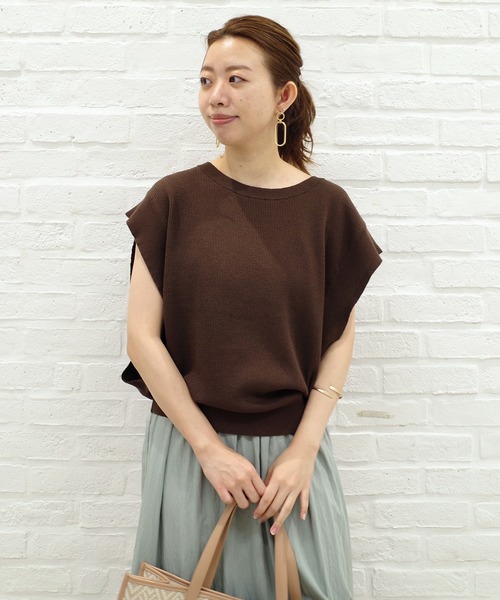 DouDou（ドゥドゥ）の「畦ニットベスト（ニット/セーター・レディース・ダークブラウン/ベージュ・FREE）」の20枚目の写真