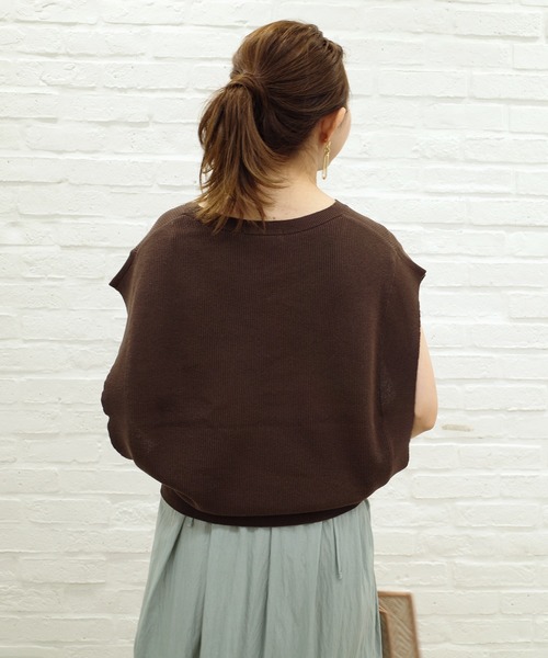 DouDou（ドゥドゥ）の「畦ニットベスト（ニット/セーター・レディース・ダークブラウン/ベージュ・FREE）」の19枚目の写真