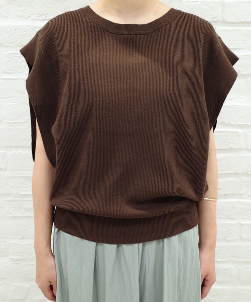 DouDou（ドゥドゥ）の「畦ニットベスト（ニット/セーター・レディース・ダークブラウン/ベージュ・FREE）」の10枚目の写真