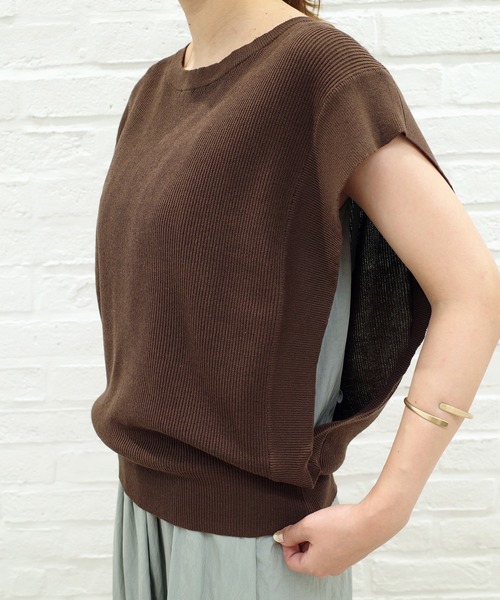 DouDou（ドゥドゥ）の「畦ニットベスト（ニット/セーター・レディース・ダークブラウン/ベージュ・FREE）」の8枚目の写真