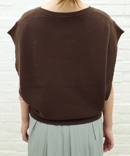 DouDou（ドゥドゥ）の「畦ニットベスト（ニット/セーター・レディース・ダークブラウン/ベージュ・FREE）」の7枚目の写真