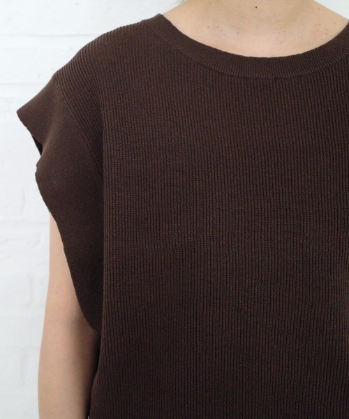 DouDou（ドゥドゥ）の「畦ニットベスト（ニット/セーター・レディース・ダークブラウン/ベージュ・FREE）」の6枚目の写真