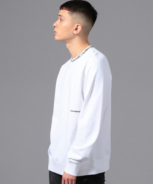 Calvin Klein（カルバン・クライン）の「ネックロゴ コットン クルーネック スウェット（スウェット・メンズ・ホワイト/ブラック・S/M/L/XL）」の12枚目の写真
